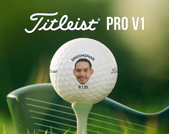 Wedding Party Golf Balls | Titleist Pro V1 | Gift for Groomsman, Best Man, Father of the Bride | Photo & Date Design | Custom Golf Gift