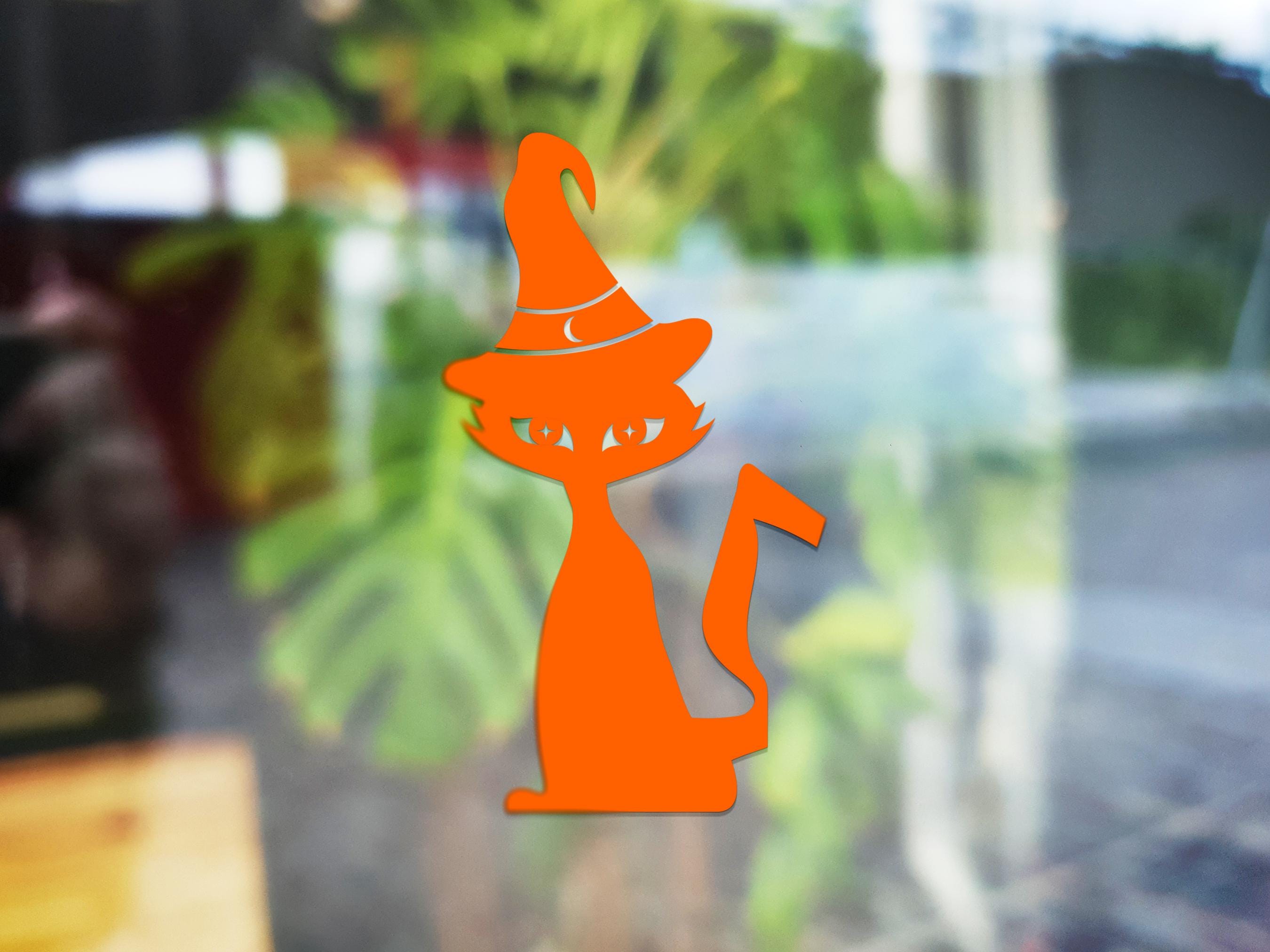 Witch Cat Window Sticker | Vinyl Decal | Spooky Season Decor | Fun ...