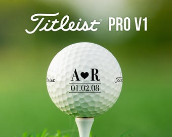 Personalized Monogram Golf Balls | Custom Initials and Heart | Titleist Pro V1 | Wedding Gift