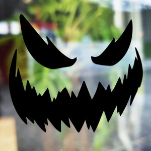 Scary Halloween Pumpkin Face Window Sticker Kit | Vinyl Decal Decoration | Business Storefront Display | Spooky Season | Haunted House