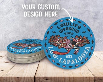 Custom Design Heavyweight 4" Round Paper Coasters - Personalized coasters for the Office, Weddings, Engagement Party, Showers, and more