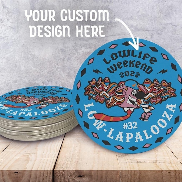 Custom Design Heavyweight 4" Round Paper Coasters - Personalized coasters for the Office, Weddings, Engagement Party, Showers, and more