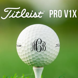 Monogrammed & Personalized Golf Balls | Titleist Pro V1x | Scroll Design | Gift for Golfer, Dad, Father&#39;s Day, Retirement, Christmas