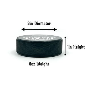 size details are shown with printed hockey puck