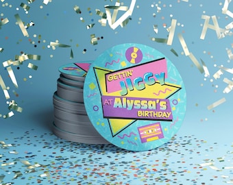 Custom Birthday Coasters | Personalized Name | Retro 90s Design | Birthday Invite | Birthday Party Decor | 30th Birthday | Decades Party
