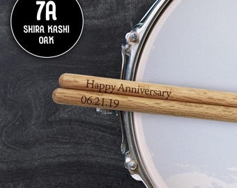 Personalized Pro‑Mark Shira Kashi Oak 7A Wood Tip Drumsticks | Laser Engraved | Band Gift | Gift for Drummers | Birthday Gift | Drum Award