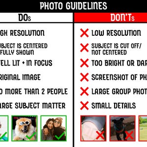 Photo Guidelines for submitted photos are shown.
