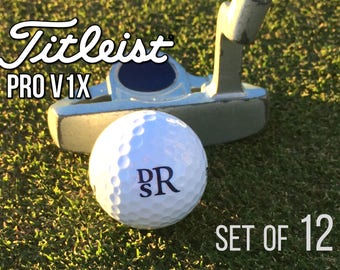 Balles de golf Titleist Pro V1x personnalisées, lot de 12 balles de golf monogrammées, cadeau pour papa - cadeau fête des pères - cadeau pour golfeur