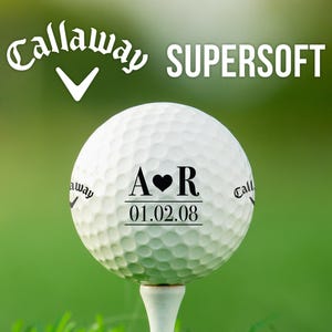 Monogrammed & Personalized Golf Balls | Custom Initials and Heart | Callaway Supersoft | Gift for Valentine&#39;s Day, Anniversary, Wedding