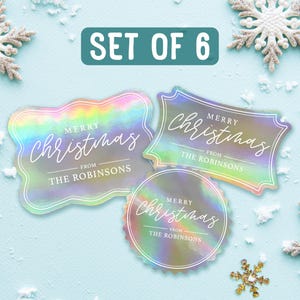 Rainbow Foil Merry Christmas Tags | Set of 6 | Personalized Gift Tags | Christmas Tag Set | Custom Christmas Gift Tags | Family Christmas