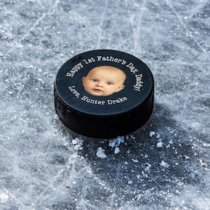 Personalized 1st Father's Day Baby Photo Hockey Puck | Perfect for New Dad | Hockey Fan Gift | Custom Hockey Gift | Gift from Baby for Dad