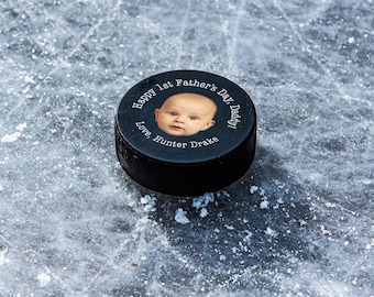 Personalized 1st Father's Day Baby Photo Hockey Puck | Perfect for New Dad | Hockey Fan Gift | Custom Hockey Gift | Gift from Baby for Dad