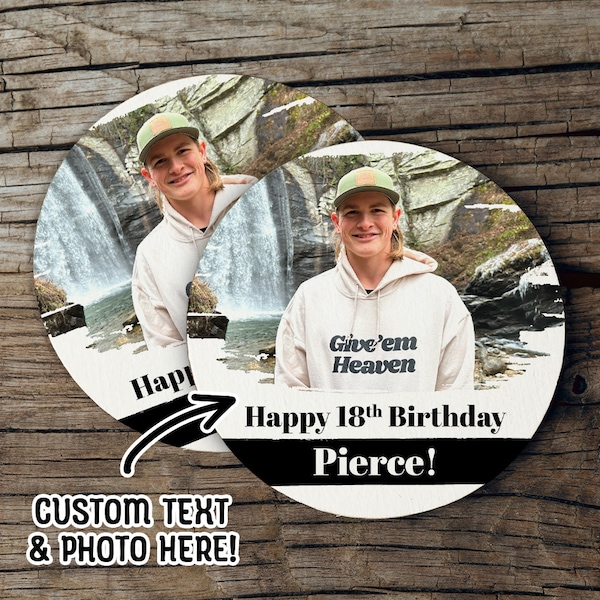 Personalized Birthday Coasters | Upload Your Photo | Custom Photo & Text | Photo Coaster | Funny Coasters | Party Favor | Milestone Birthday