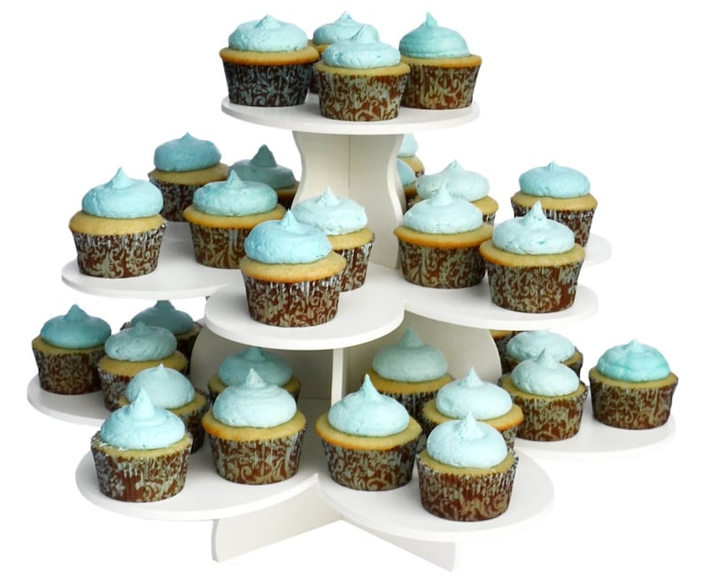 3 Tier Flower Cupcake Tower Stand  Holds 3848 Cupcakes  Perfect for Weddings Cupcakes  Birthdays Cupcakes  Holiday Dessert or any Event