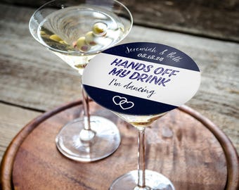 Hands Off My Drink, Don't Take My Drink I'm Dancing Coasters | Customizable Wedding Coasters | Bulk Wedding Favors | Funny Wedding Favor