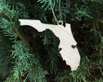 State Ornament | Hometown Christmas Tree Ornament  | City Ornament | Rustic Wood Ornament | Family Gift | Moving Christmas Gift | New Home