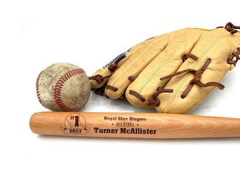 Personalized Baseball Team Mini Bat | Laser Engraved Wooden Bat | Baseball Award | Coach Gifts | Team Gifts | Custom Trophy | Birthday Gift