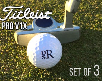 Personalized Titleist Pro V1x Golf Balls, Set of 3 Monogrammed Golf Balls, Gift for Dad - Father's Day Gift - Gift for Golfer