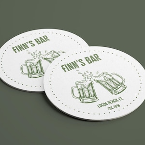 Custom Sketched Bar Coasters | Home Decor | Custom Text | Custom Drink Coasters | Bar Gift | Custom Name Gift | Man Cave Decor