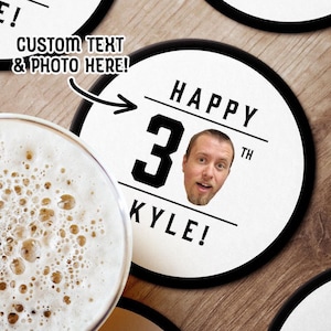 Custom Birthday Coasters | Custom Face Coasters | 4" Round Paper