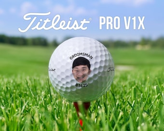 Wedding Party Golf Balls | Titleist Pro V1x | Gift for Groomsman, Best Man, Father of the Bride | Photo & Date Design | Custom Golf Gift