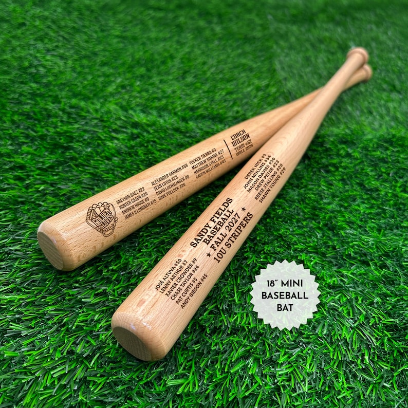 Personalized Engraved Mini Baseball Bat, Custom Team Logo Roster Gift ...