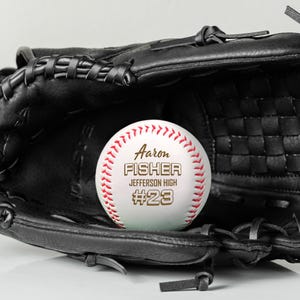 Personalized Engraved Baseball | Script and 3D Block Name Typography | Custom Player Gift with Team & Number | Gift from Coach, Senior Gift