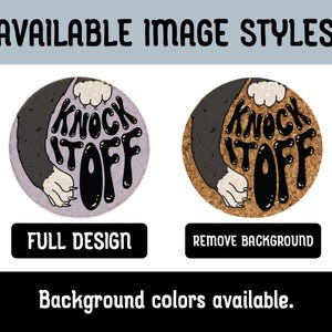 Available image styles include full design and remove background. Background colors available.