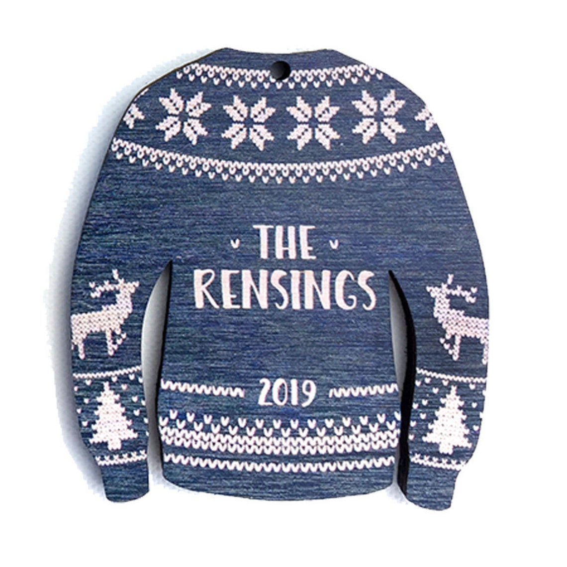 Personalized Ugly Christmas Sweater Ornament Laser Cut Birch Etsy