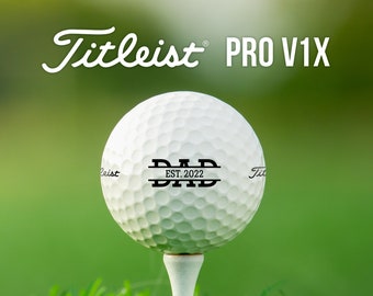 Personalized Established Dad Custom Year Golf Balls | Titleist Pro V1x | Great Gift for Dad, Father's Day, Birthday, Christmas, New Dad