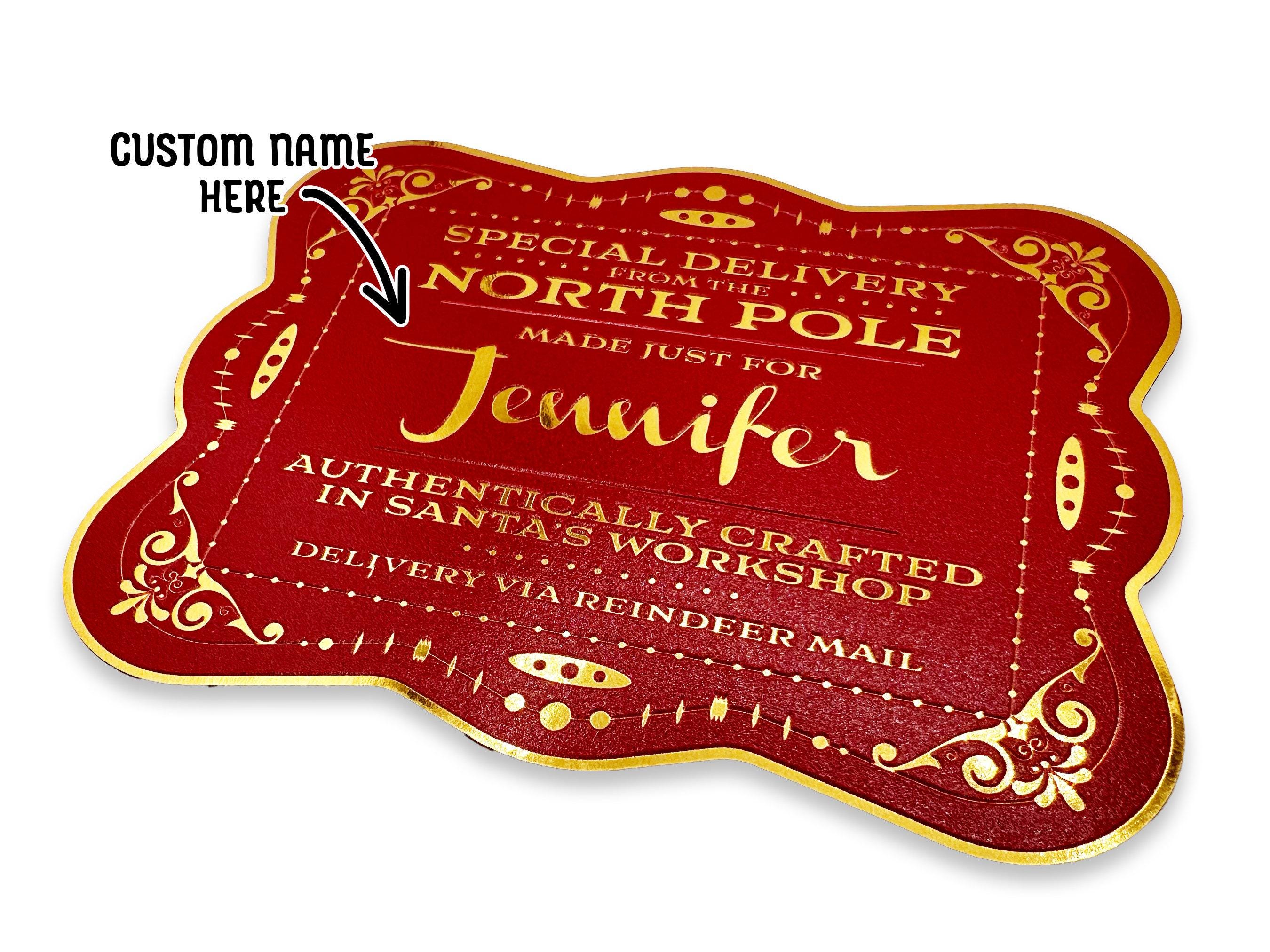 Gold Foil Santa Gift Tags | Set of 6 | Personalized Vintage Gift Tags | Kids Christmas Labels | Christmas Tag Decoration | Christmas Eve