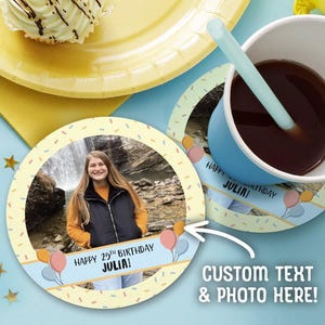 Custom Birthday Coasters | Upload Your Photo | Custom Text | Fun Coasters | Birthday Decor | Personalized Coasters | Milestone Birthday
