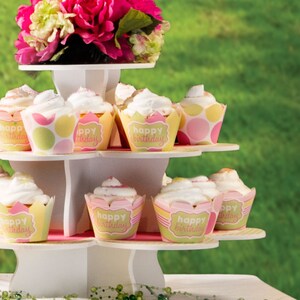 3 Tier Flower Cupcake Tower Stand Holds 38-48 Cupcakes Perfect for Weddings Cupcakes Birthdays Cupcakes Holiday Dessert or any Event image 2