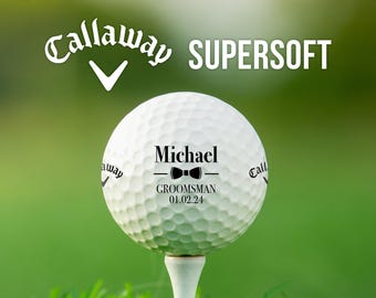 Personalized Custom Name Golf Balls | Callaway Supersoft | Wedding Bow Tie Design | Gift for Groomsman, Father of the Bride, Wedding Party
