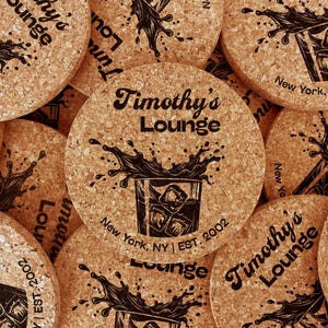 Personalized Whiskey Splash Coaster | Custom Cork Coaster | Barware | Man Cave Decor | Father's Day, Birthday, Holiday Gift | Custom Text