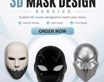 CUSTOM 3D Mask Design - Wearable Mask for Costume, Sci-Fi, Fantasy Armor & Prop Models, 3DCosplay Helmet, CAD, 3mf, stl, obj, Custom 3D File