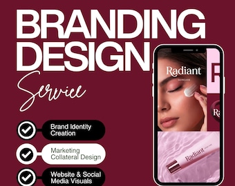 Ensemble de marque de beauté de luxe, création de logo personnalisé, identité de marque de soins de la peau, emballage, maquettes, kit pour réseaux sociaux, création de logo de soins de la peau