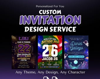 Custom Event Invitation Design, Personalized Digital Invitation, Printable Wedding, Birthday, Baby Shower, Holiday Party Invite