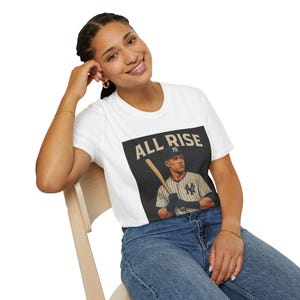 All Rise T shirt (Aaron Judge) Unisex Softstyle T-Shirt - Baseball Fan Apparel, Sports Tee, Gift for Yankees Fans, Baseball Player Shirt,