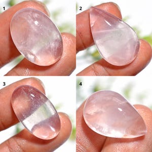 Cabochon di quarzo rosa, pietra liscia e lucidata rosa tenue, pietra preziosa naturale a fondo piatto per gioielli fatti a mano