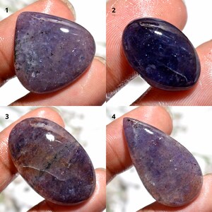 Cabochon en iolite naturelle, pierre précieuse bleue polie et lisse, pierre non fixée à dos plat pour bijoux
