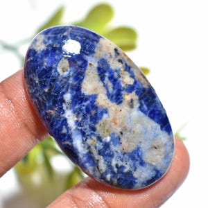 Blauer Sodalith Oval Cabochon - Natürlicher Polierter Kristall, Glatte Flache Rückseite Loser Edelstein für Schmuckdesign & DIY Wire Wrapping