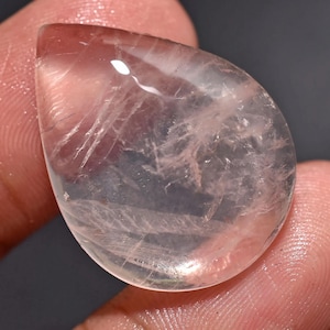 Pink Rose Quartz Pear Shape Cabochon – Natural Smooth Polished Crystal, Flat Back Loose Stone for Handmade Jewelry Design & Crafts
