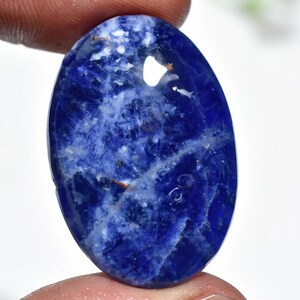 Blauer Sodalith Oval Cabochon - Glatt polierter natürlicher Edelstein, flacher Kristall für heilendes Schmuckdesign & handgemachte Kreationen
