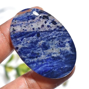 Cabochon ovale en sodalite bleue, pierre précieuse naturelle polie, cristal lisse à dos plat pour bijoux et emballage métallique