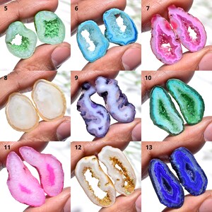 Solar Quarz Druzy Edelstein Paar - Achat Geode Cabochons für handgemachte Ohrringe