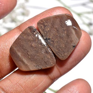 Natural Brown Agate Pair Gemstone, Fancy Shape Matching Cabochons Set, Smooth Polished Flat-Back Stones