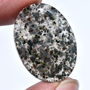 Cabochon de quartz rutile en pointillé noir, pierre précieuse ovale naturelle lisse, pierre à dos plat polie pour bijoux