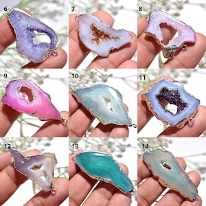 Blue Window Druzy gegalvaniseerde connector, verzilverde geode agaatschijf met dubbele beugel