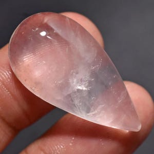 Natural Rose Quartz Teardrop Cabochon – Smooth Polished Pink Gemstone, Flat Back Loose Stone for Jewelry Making, Wire Wrapping & Crafts